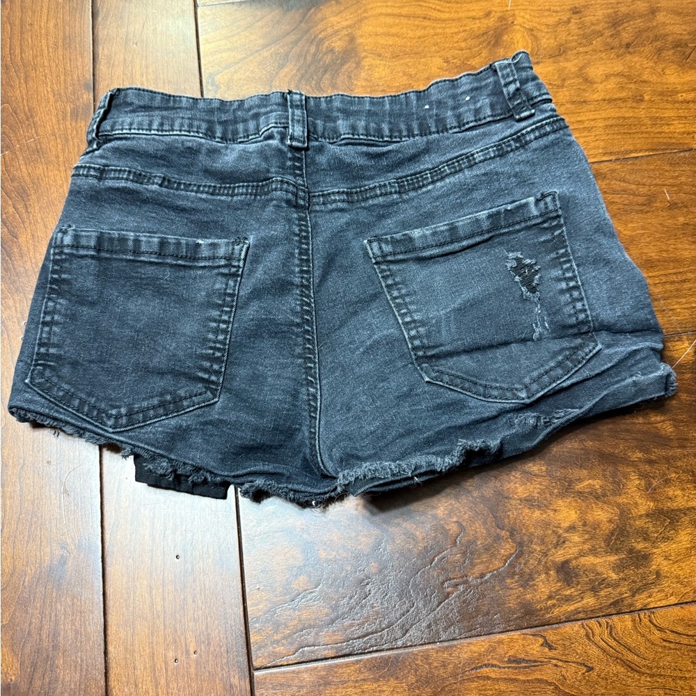 Miami Black Ripped Jean Shorts - Picture 3 of 4